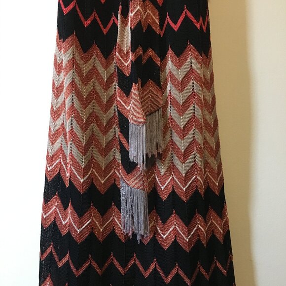 Hale Bob Zigzag Halter Neck Tassel Tie Up Pleated Flapper Dress - Picture 8 of 16